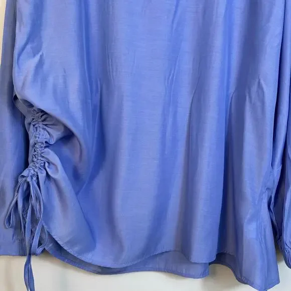 Eloquii Tie Detail Blouse size 18 Boat Neck Long sleeve Ruched Relaxed Minimal - Picture 7 of 14